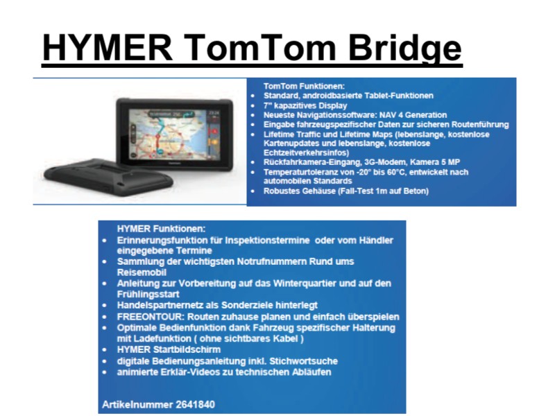 HYMER TomTom Bridge
